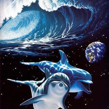 Схема вышивки «Дельфины»