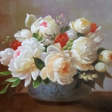 Схема вышивки «Белые пионы»