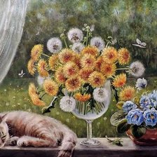 Схема вышивки «Кошка на окошке»