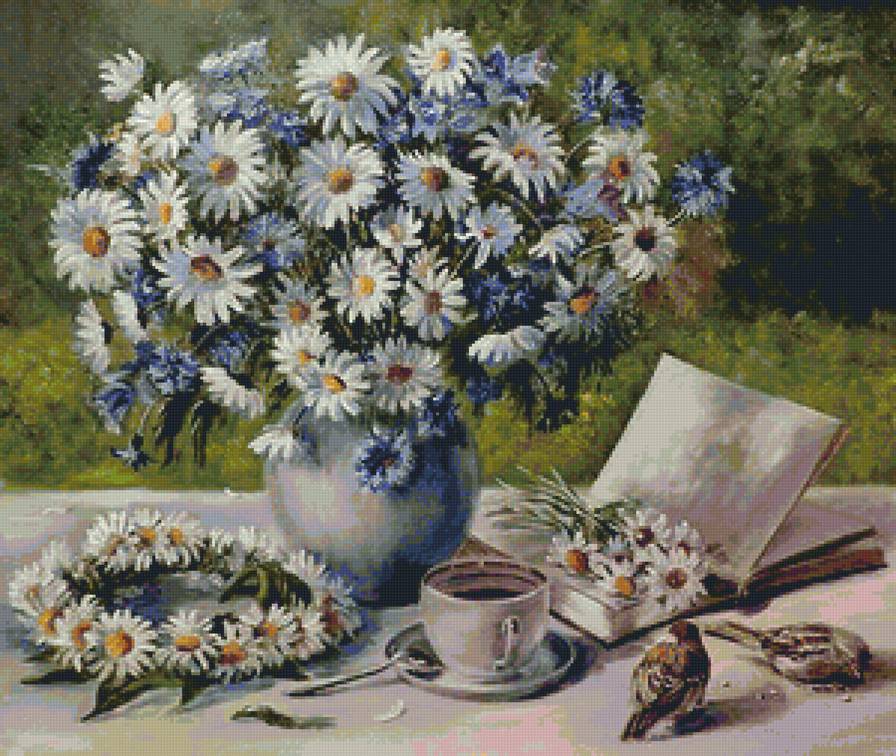 Ромашки на окне - флора, цветы, натюрморт, ромашки, букет - предпросмотр