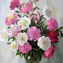 Схема вышивки «пионы в вазе»