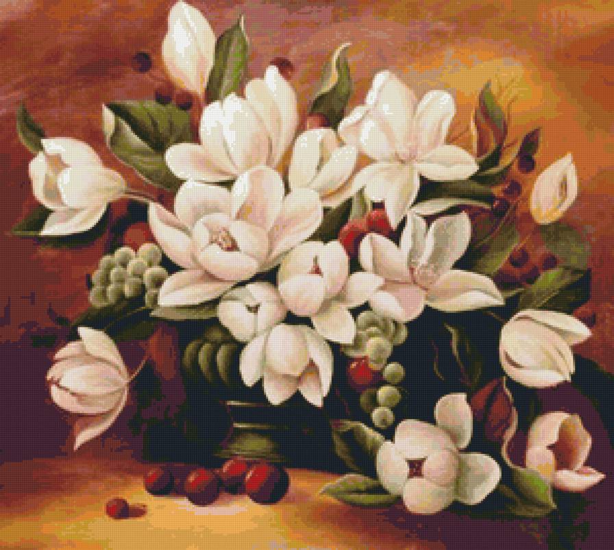 магнолия - флора, букет, натюрморт, магнолия, цветы - предпросмотр