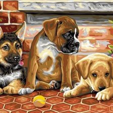 Схема вышивки «милые щенки»