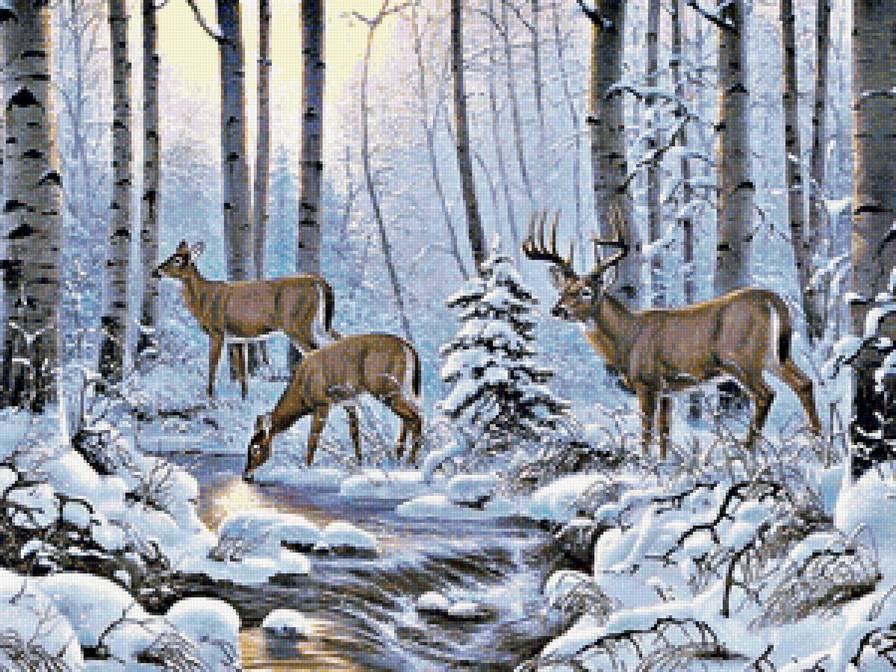 олени - лес. олени. зима - предпросмотр