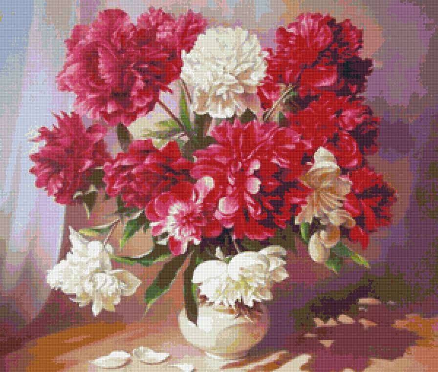 пионы в вазе - букет, флора, натюрморт, цветы, пионы - предпросмотр