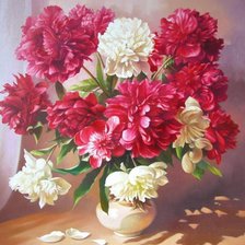 Схема вышивки «пионы в вазе»