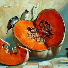 Схема вышивки «Павлова М. Тыква и воробьи»