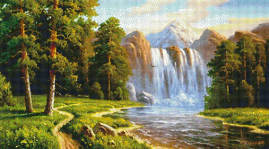 Водопад - лес, водопад, пейзаж - предпросмотр