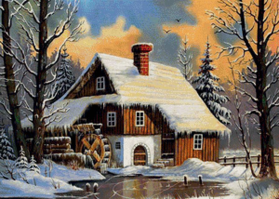 Водяная мельница - природа, пейзаж - предпросмотр