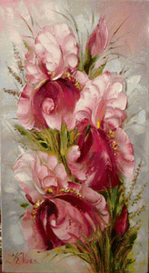 ирисы - панно, цветы, ирисы - предпросмотр