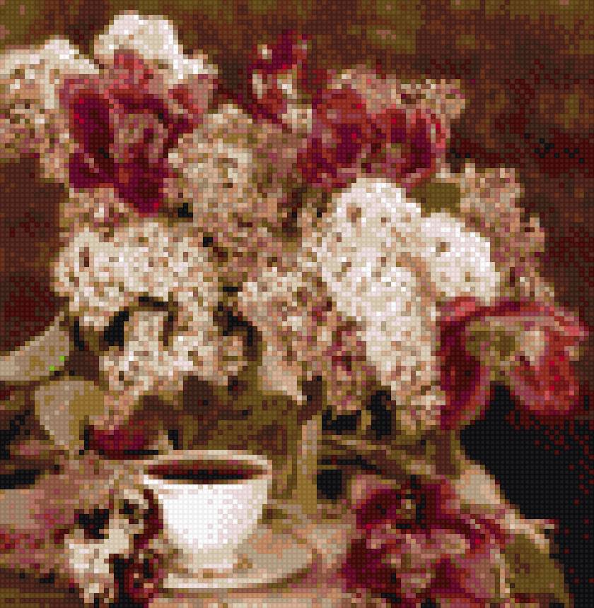 сирень с тюльпанами - цветы, вазы, тюльпаны - предпросмотр