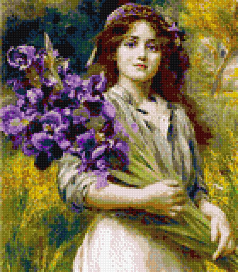 девушка с ирисами - портреты, цветы, люди - предпросмотр