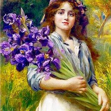 Схема вышивки «девушка с ирисами»