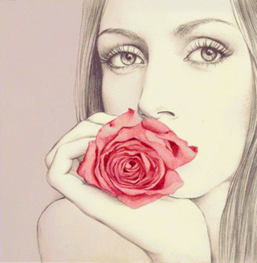 Девушка с розой - цветы, девушка - предпросмотр