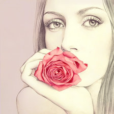 Схема вышивки «Девушка с розой»