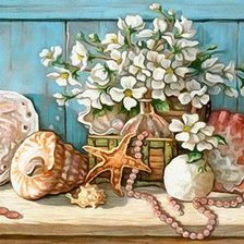 Схема вышивки «натюрморт с ракушками»