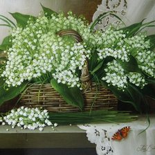 Схема вышивки «Ландыши в корзинке»