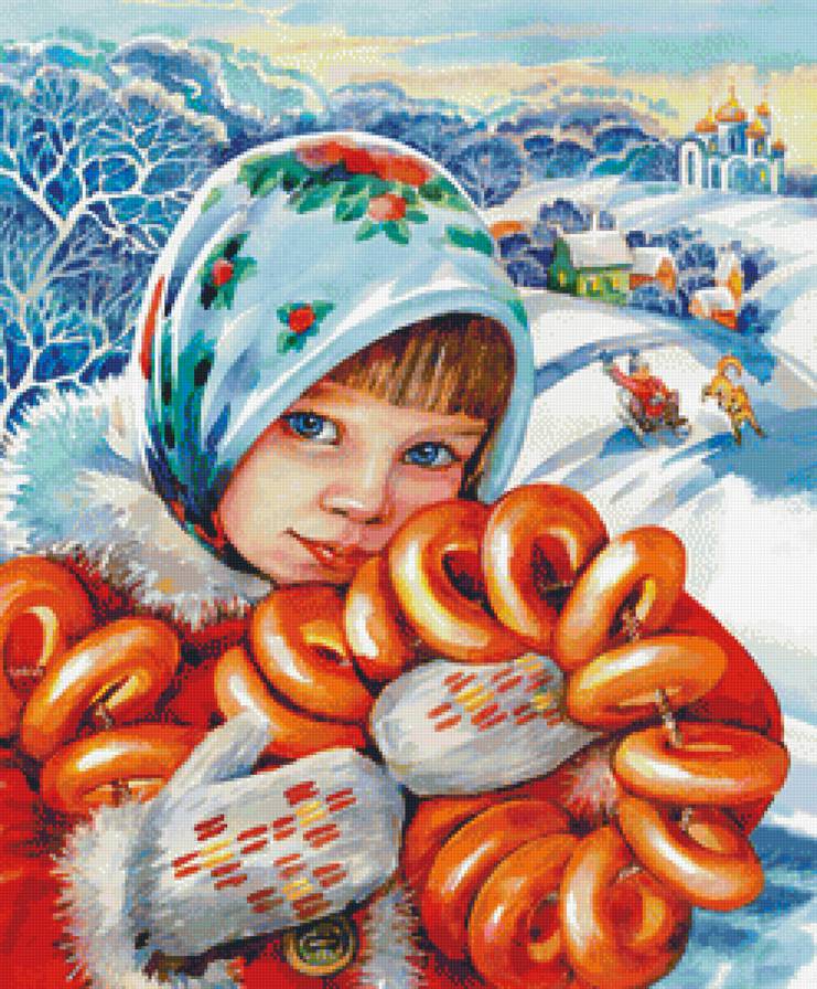 Девочка с баранками - девочка, зима, дети, детская - предпросмотр