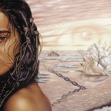 Схема вышивки «девушка и морской берег»