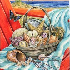 Схема вышивки «корзинка с ракушками»