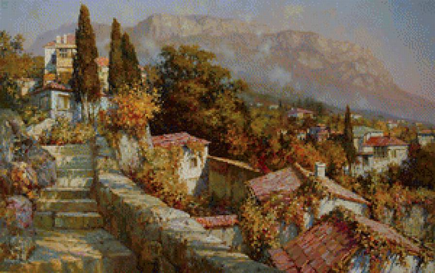 Пейзаж - горы, город, пейзаж - предпросмотр