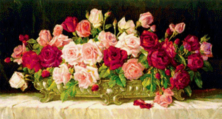 Очарование - букет, натюрморт, вазон, розы - предпросмотр