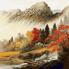 Схема вышивки «японский осенний пейзаж»