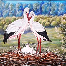 Схема вышивки «семья аистов»