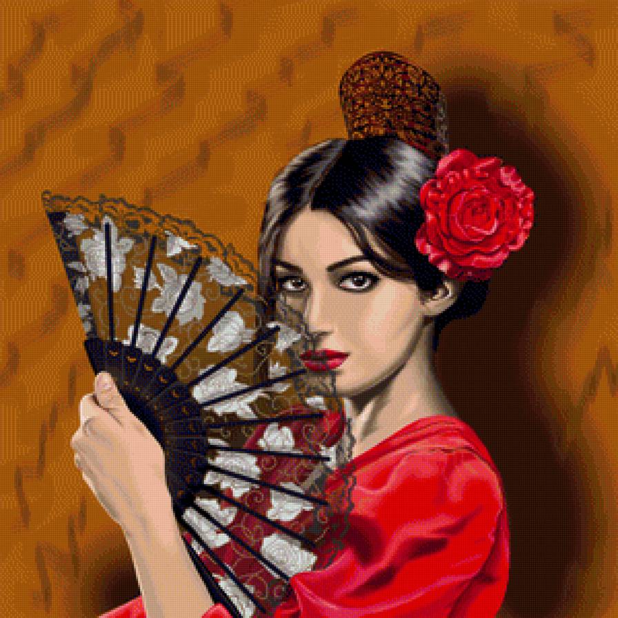 Испанка - испанка, девушка, красавица, веер, женщина - предпросмотр