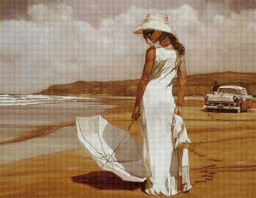 у моря - люди, море, картина - предпросмотр