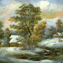 Схема вышивки «зимний пейзаж»