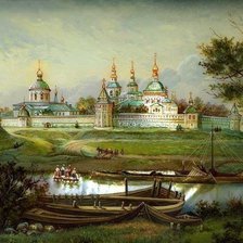 Схема вышивки «Пейзаж с храмом»