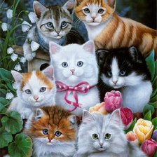 Схема вышивки «Котята»