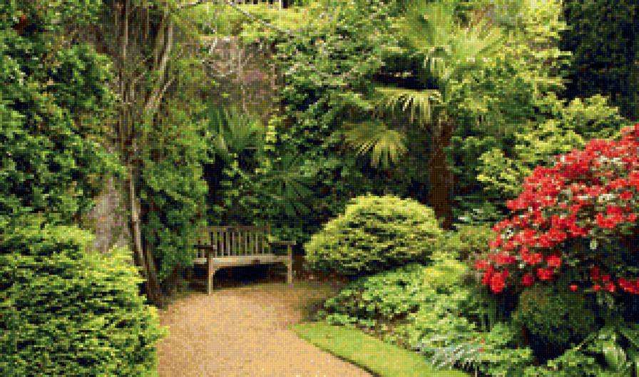 скамейка в парке - скамейка, парк, аллея - предпросмотр