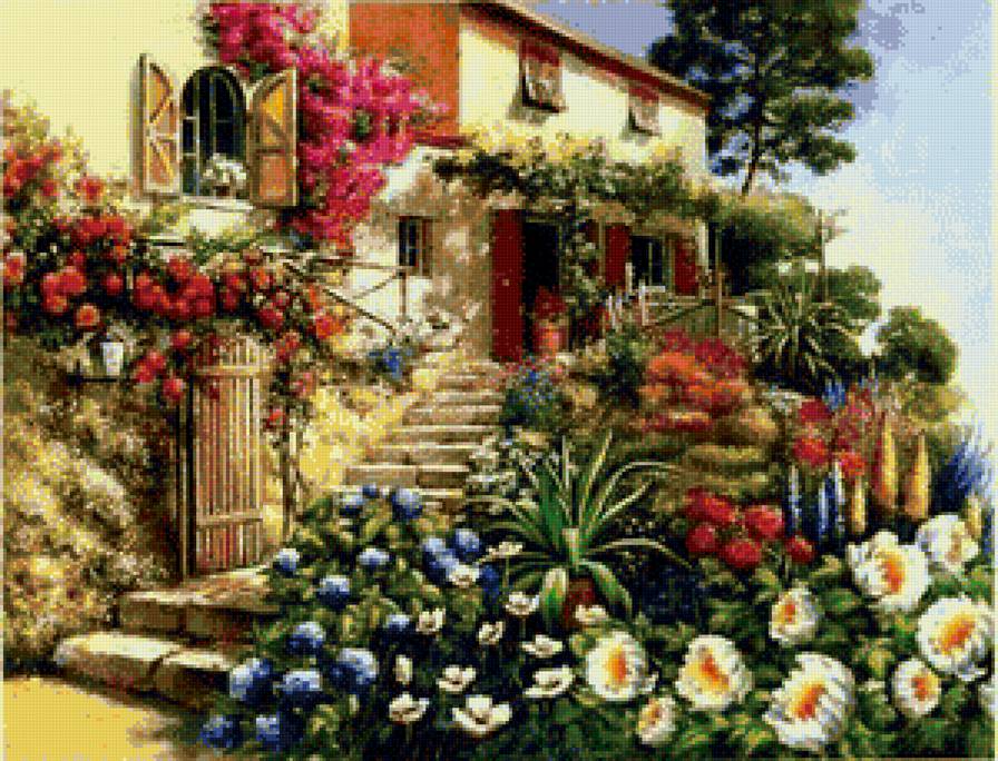 Итальянский дворик - двор, дом, лето - предпросмотр