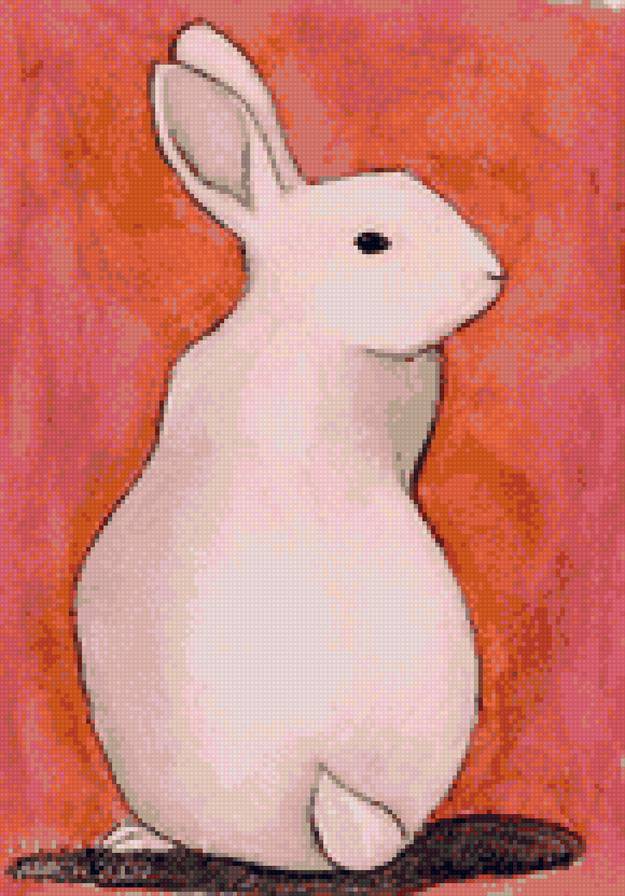 кролик на розовом - заяц, кролик, яркие - предпросмотр