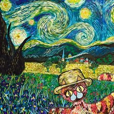 Схема вышивки «van gogh and kitty»