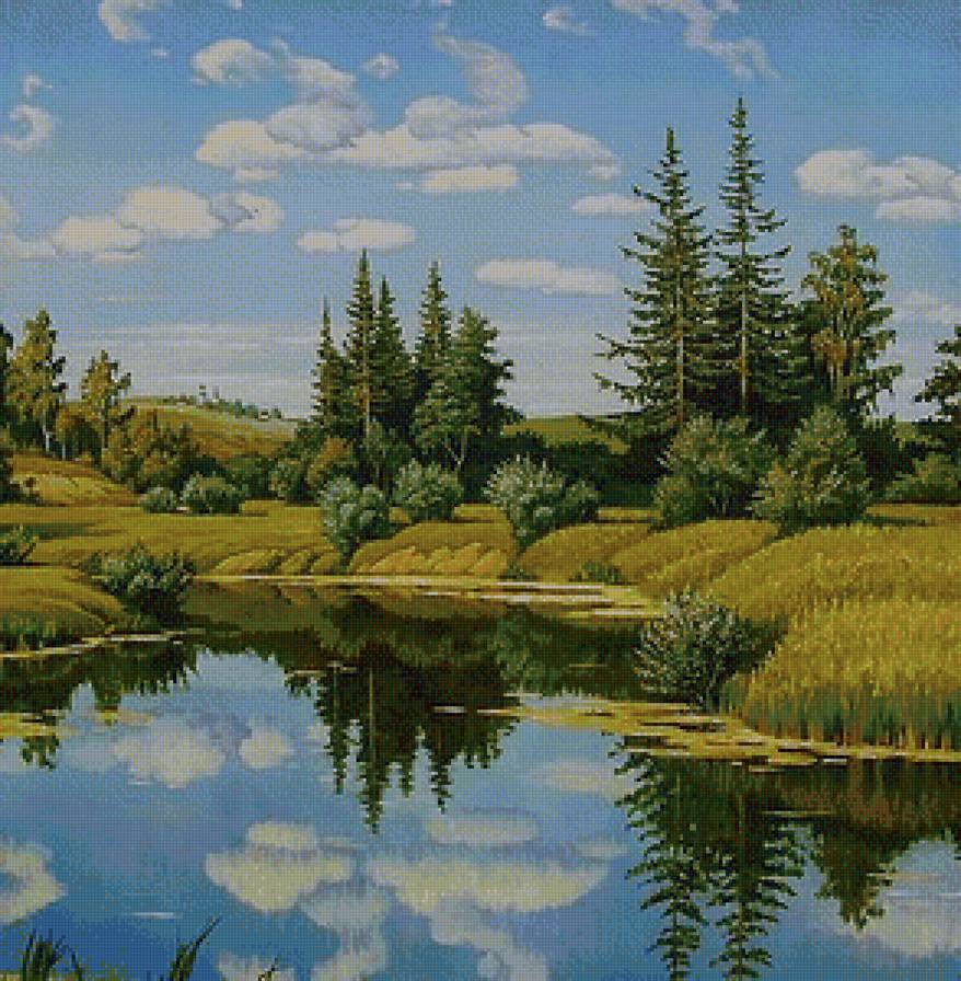 летний пейзаж - вода, природа, лес, река, лето - предпросмотр