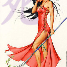 Схема вышивки «Девушка в красном»