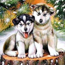 Схема вышивки «щенята»