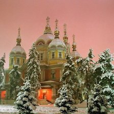 Схема вышивки «храм зимой»