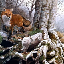 Схема вышивки «лис на охоте»