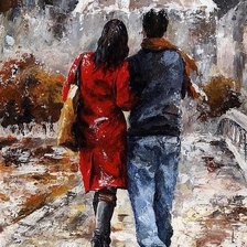 Схема вышивки «двое под зонтом»