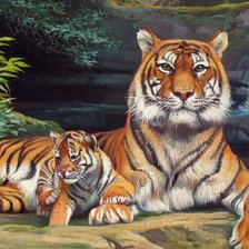 Схема вышивки «тигры»