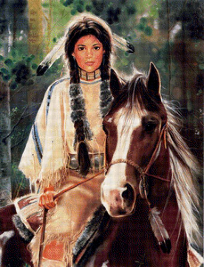 Девушка на лошади - картина, люди, лошади, природа - предпросмотр