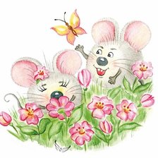 Схема вышивки «Мышки и бабочка»