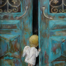 Схема вышивки «aniolek u drzwi»