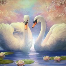 Схема вышивки «лебеди»