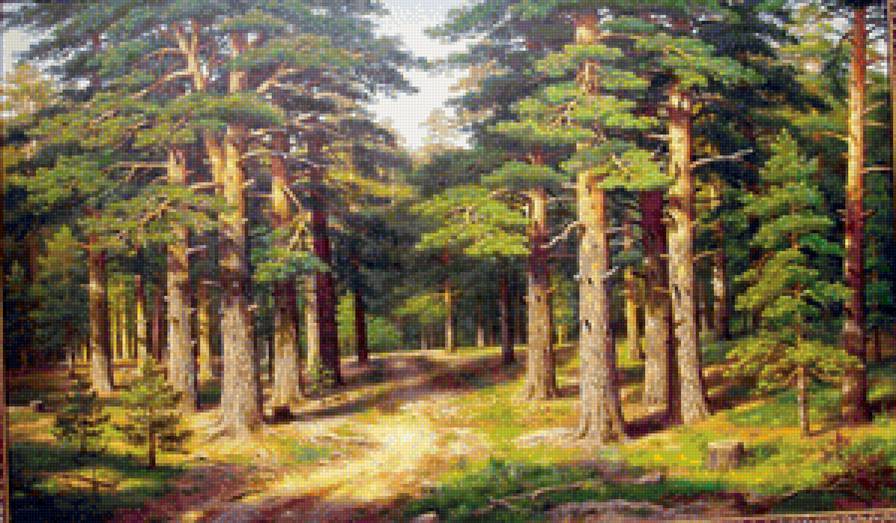 сосновый лес - картина, пейзаж, лес, природа - предпросмотр