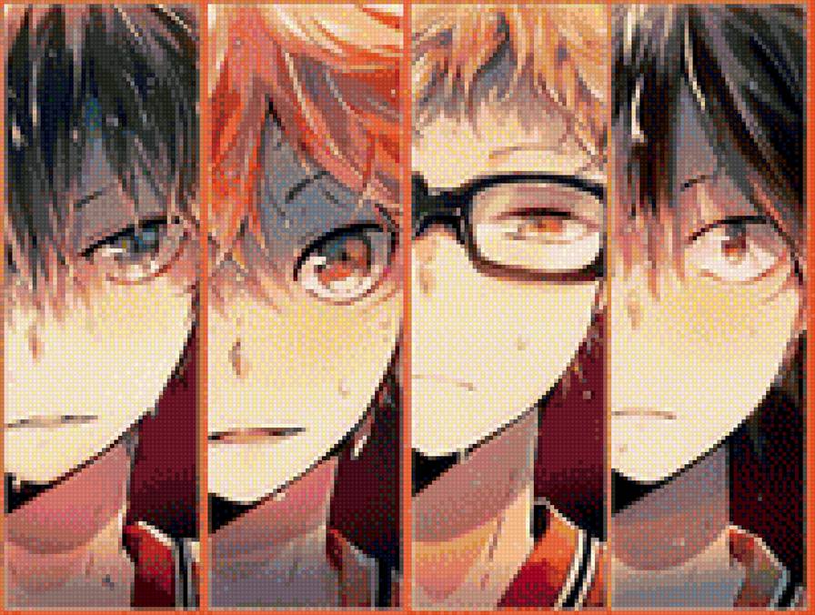 Карасуно=) - ямагути, кагеяма, хината. тссукишима - предпросмотр